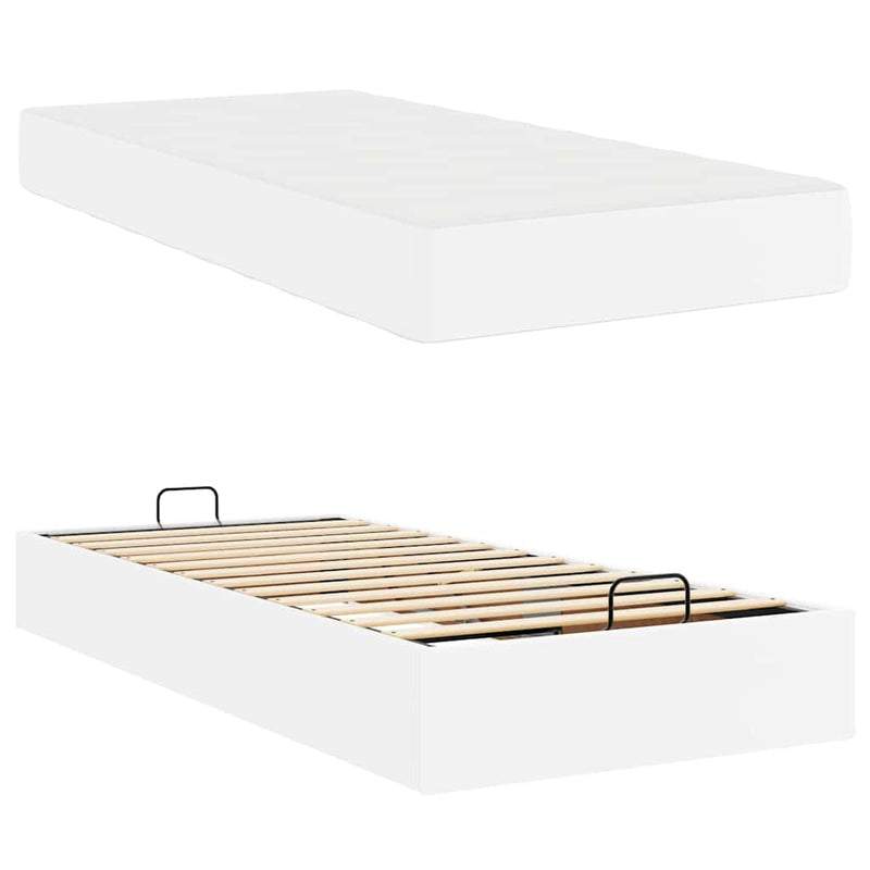 vidaXL Ágykeret matraccal matracmal Tiszta fehér 100 x 200 cm Műbőr