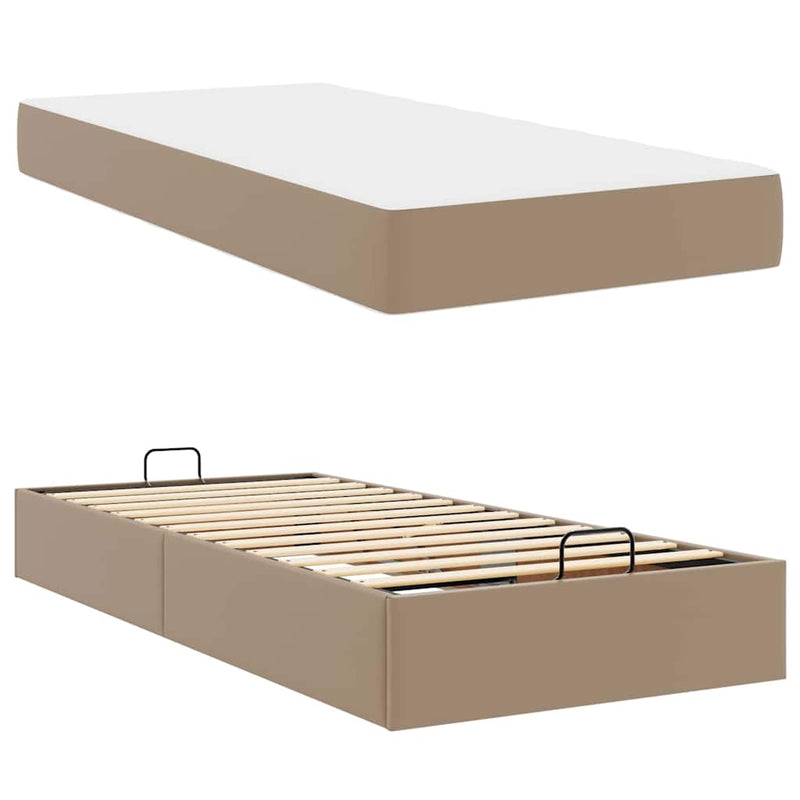 vidaXL Ágykeret matraccal matracmal Cappuccino 100 x 200 cm Műbőr