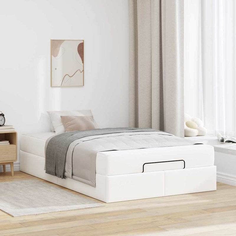 vidaXL Ágykeret matraccal matracmal Tiszta fehér 120 x 190 cm Műbőr
