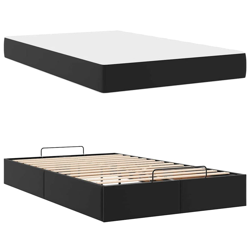 vidaXL Ágykeret matraccal matracmal Fekete 120 x 200 cm Műbőr