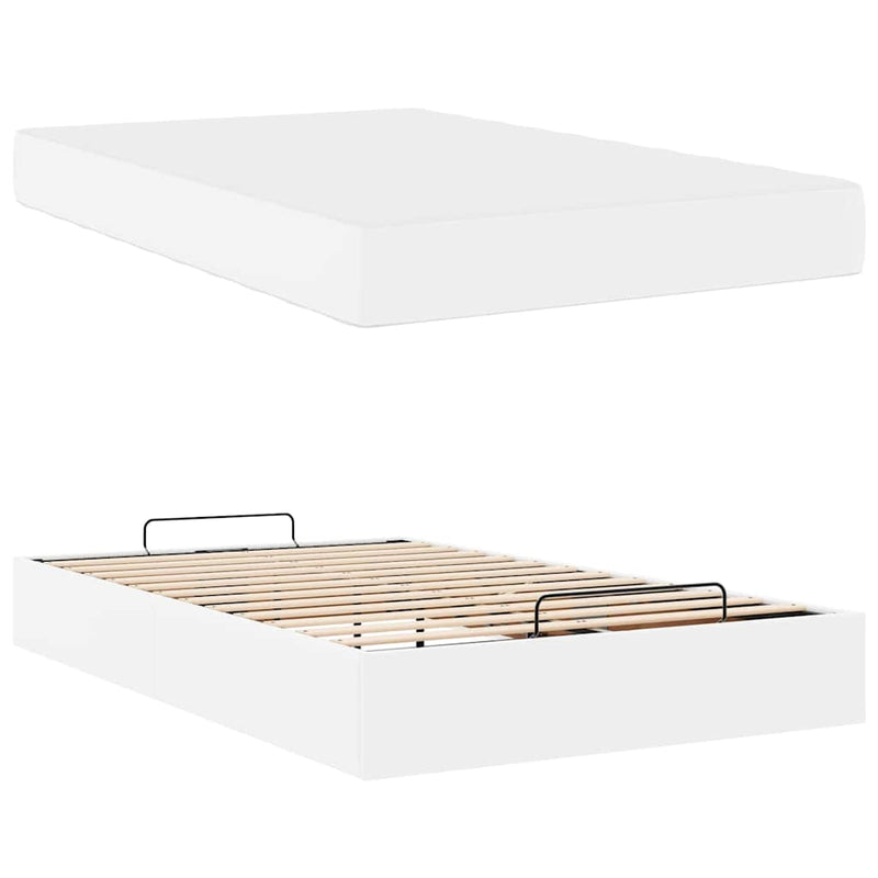 vidaXL Ágykeret matracmal Tiszta fehér 120 x 200 cm Műbőr