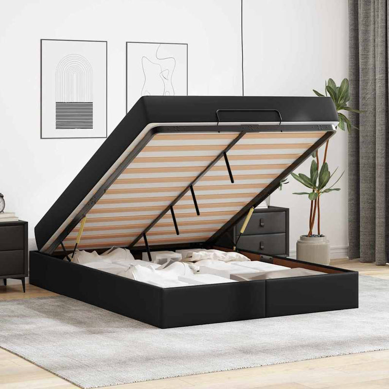 vidaXL Ágykeret matraccal matracmal Fekete 140 x 190 cm Műbőr