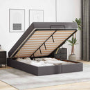 vidaXL Ágykeret matraccal matracmal Szürke 140 x 200 cm Műbőr