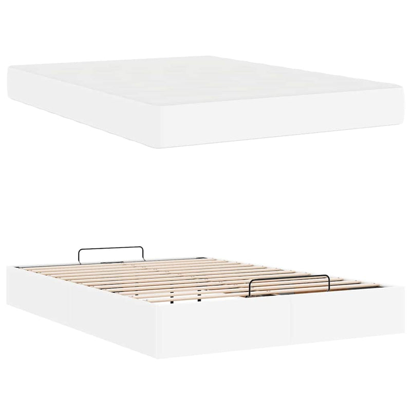 vidaXL Ágykeret matraccal matracmal Tiszta fehér 160 x 200 cm Műbőr