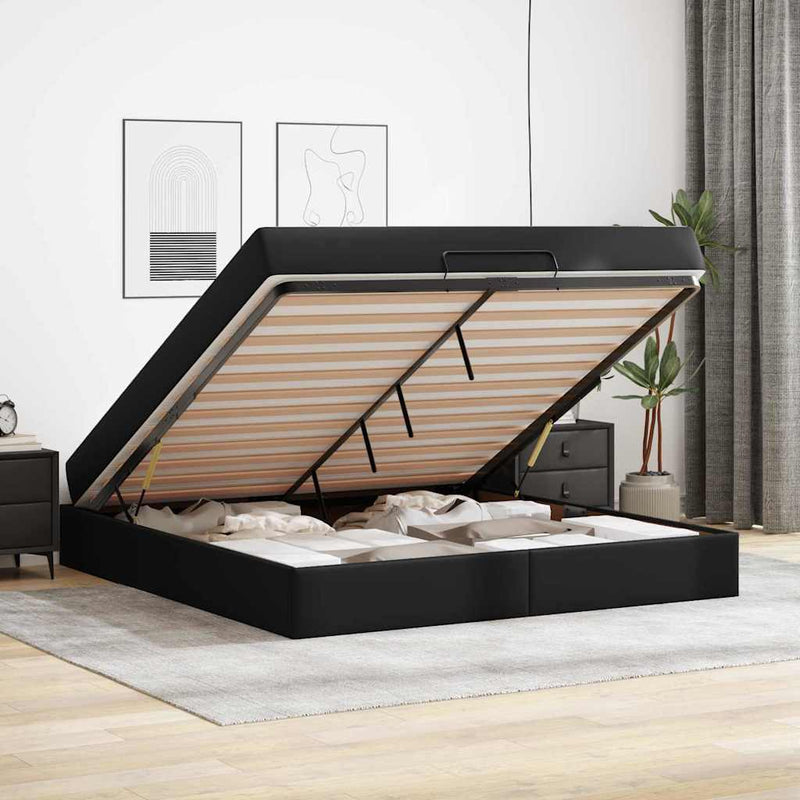 vidaXL Ágykeret matraccal matracmal Fekete 180 x 200 cm Műbőr