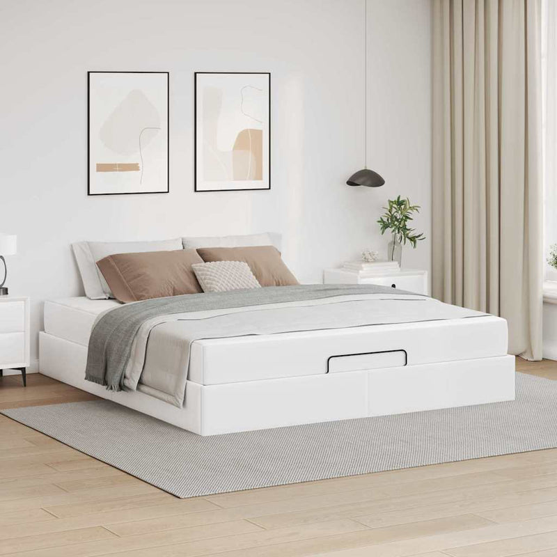 vidaXL Ágykeret matraccal matracmal Tiszta fehér 180 x 200 cm Műbőr