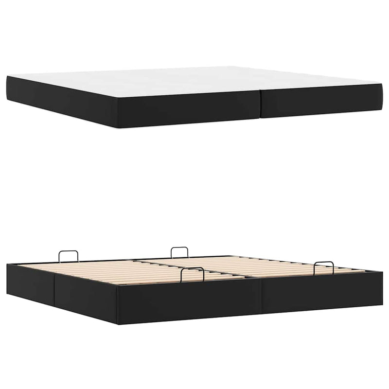 vidaXL Ágykeret matraccal matracmal Fekete 200 x 200 cm Műbőr