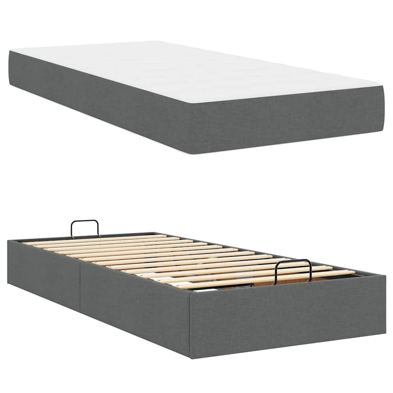 vidaXL Ágykeret matracmal Sötétszürke 80 x 200 cm szövet