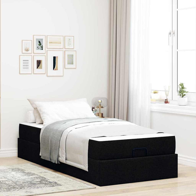 vidaXL Ágykeret matracmal Fekete 80 x 200 cm szövet