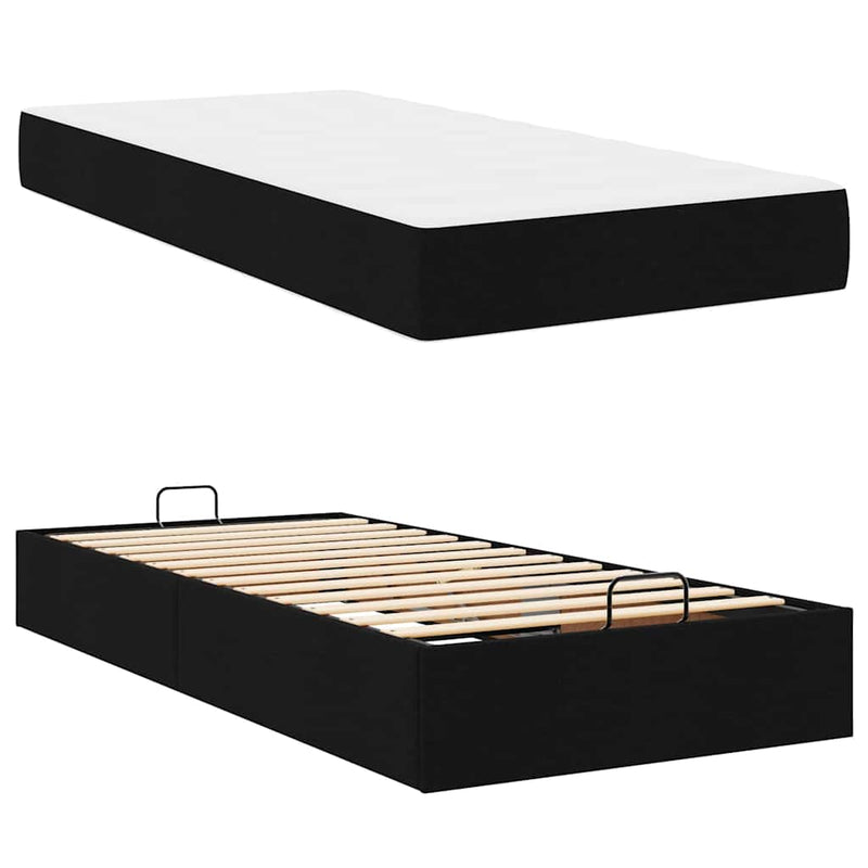 vidaXL Ágykeret matracmal Fekete 80 x 200 cm szövet