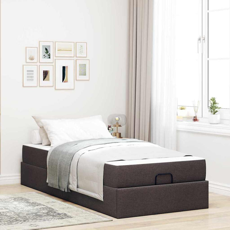 vidaXL Ágykeret matracmal sötétbarna 80 x 200 cm szövet