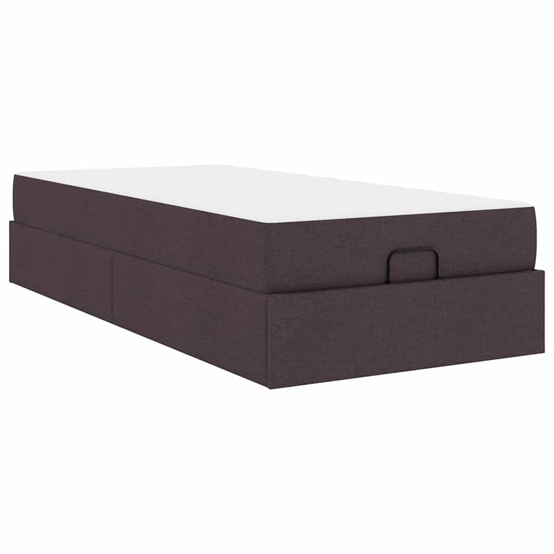 vidaXL Ágykeret matracmal sötétbarna 80 x 200 cm szövet
