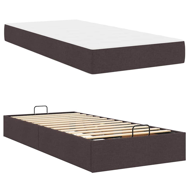 vidaXL Ágykeret matracmal sötétbarna 80 x 200 cm szövet