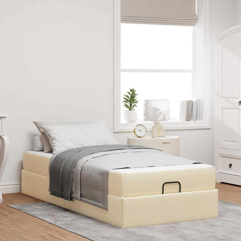 vidaXL Ágykeret matracmal Krém 80 x 200 cm szövet