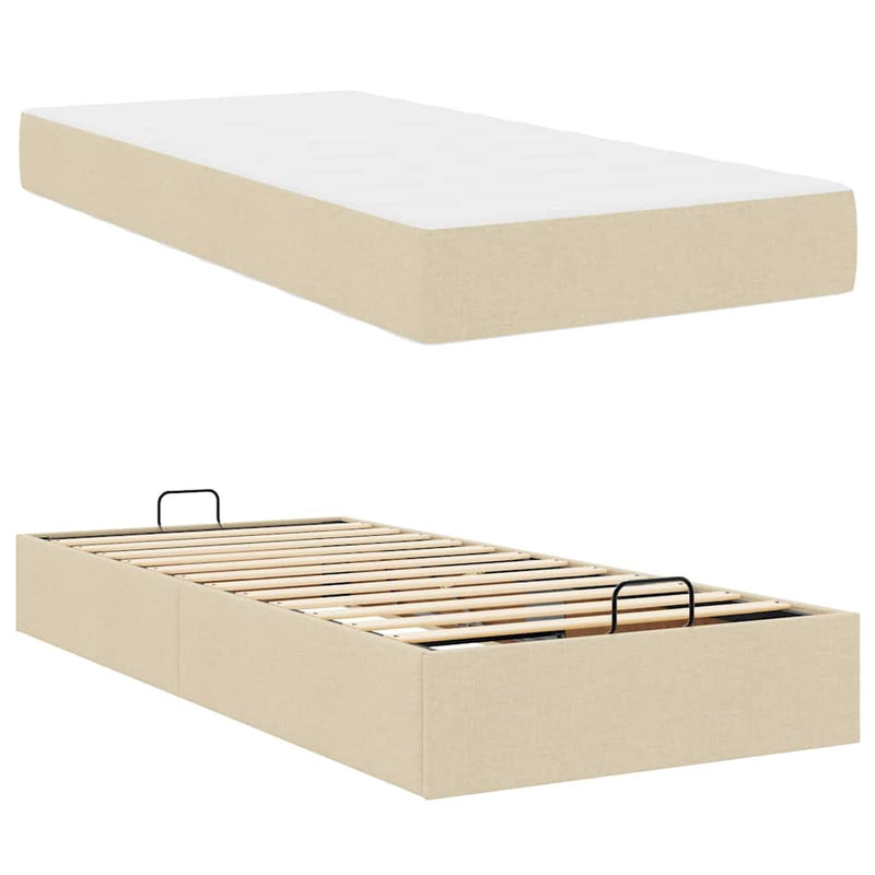 vidaXL Ágykeret matracmal Krém 80 x 200 cm szövet