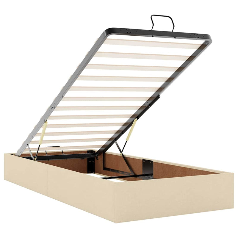 vidaXL Ágykeret matracmal Krém 80 x 200 cm szövet