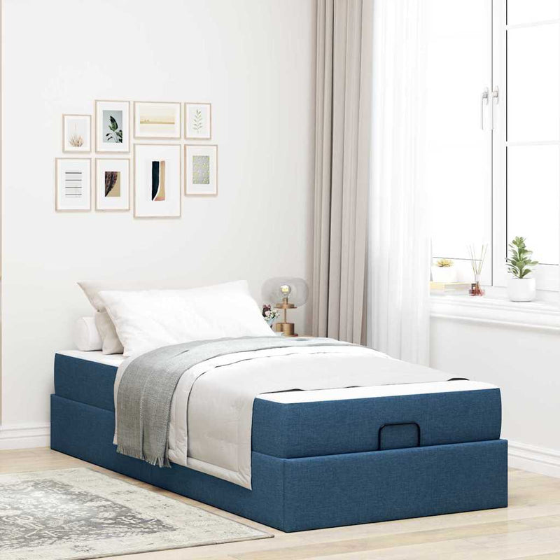 vidaXL Ágykeret matracmal Kék 80 x 200 cm szövet