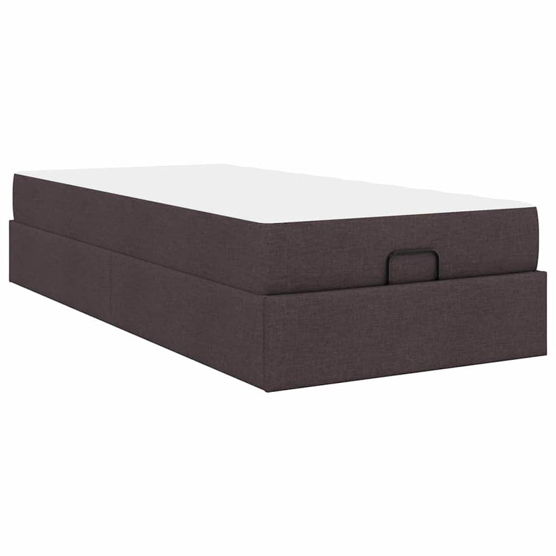 vidaXL Ágykeret matracmal sötétbarna 90 x 200 cm szövet