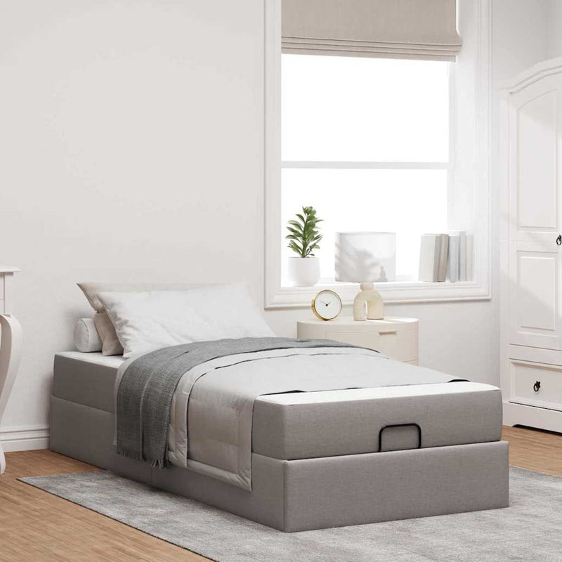 vidaXL Ágykeret matracmal Tópszínű 90 x 200 cm szövet