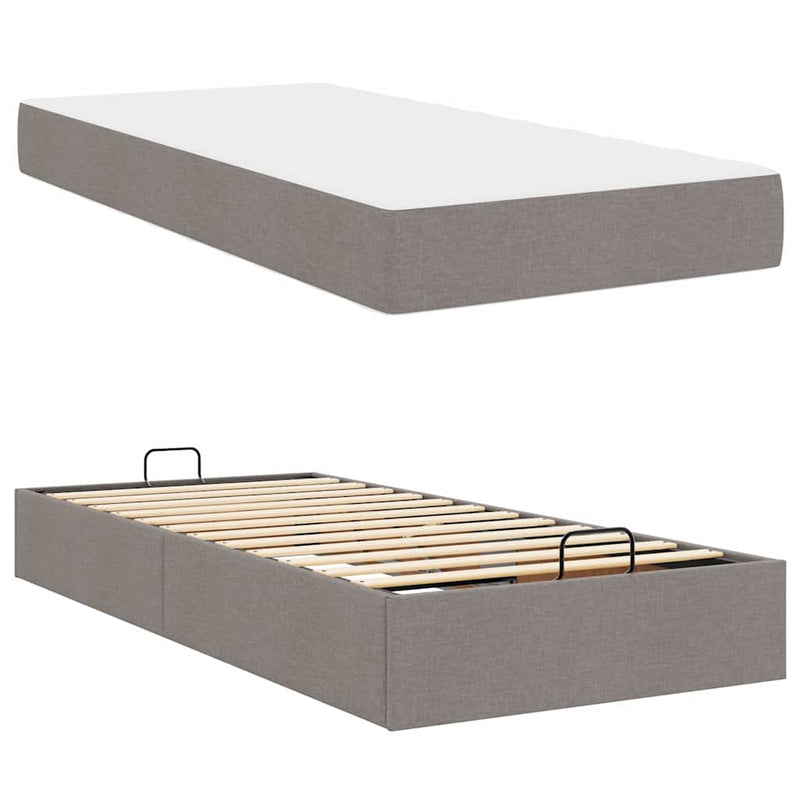 vidaXL Ágykeret matracmal Tópszínű 90 x 200 cm szövet