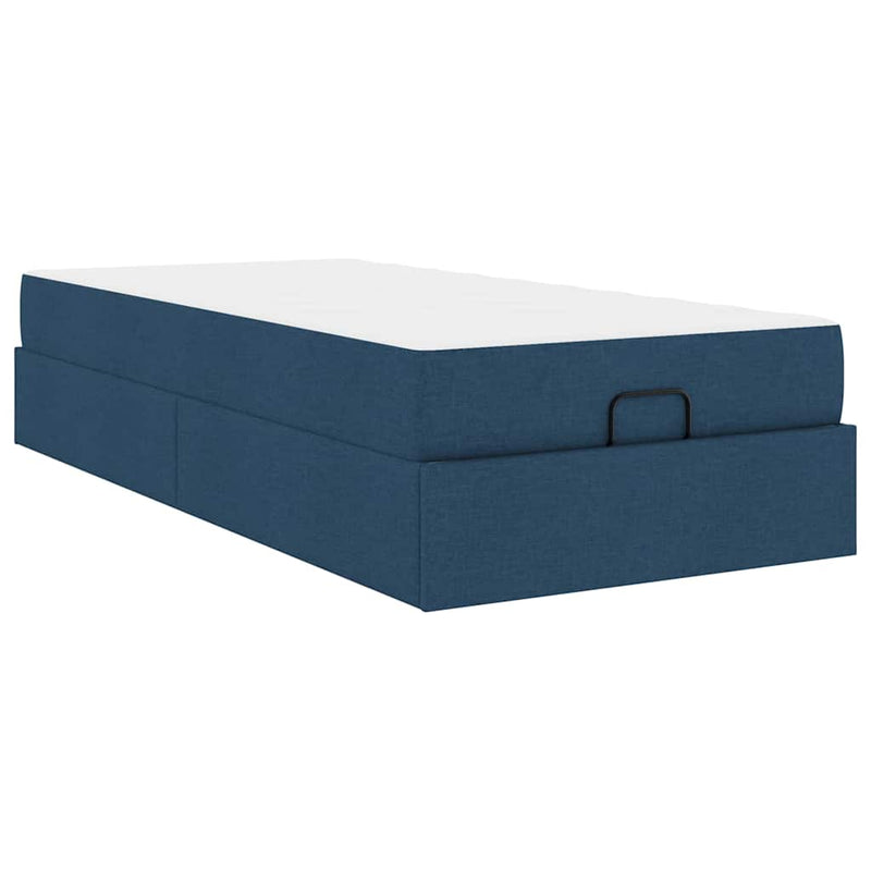 vidaXL Ágykeret matracmal Kék 90 x 200 cm szövet