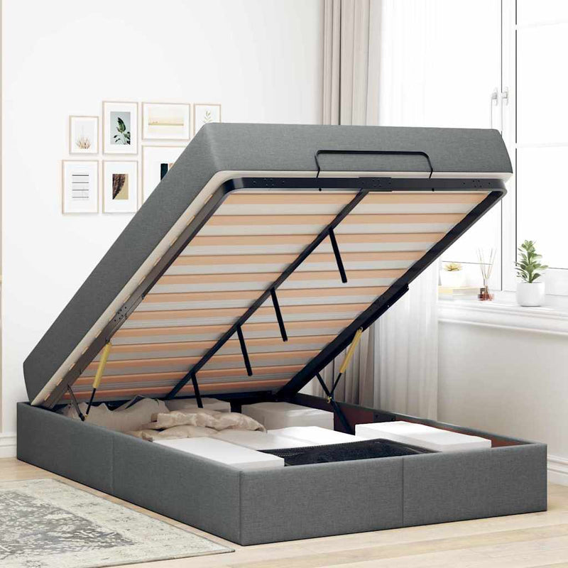 vidaXL Ágykeret matracmal Sötétszürke 120 x 200 cm szövet