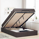 vidaXL Ágykeret matracmal sötétbarna 120 x 200 cm szövet