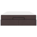 vidaXL Ágykeret matracmal sötétbarna 140 x 200 cm szövet