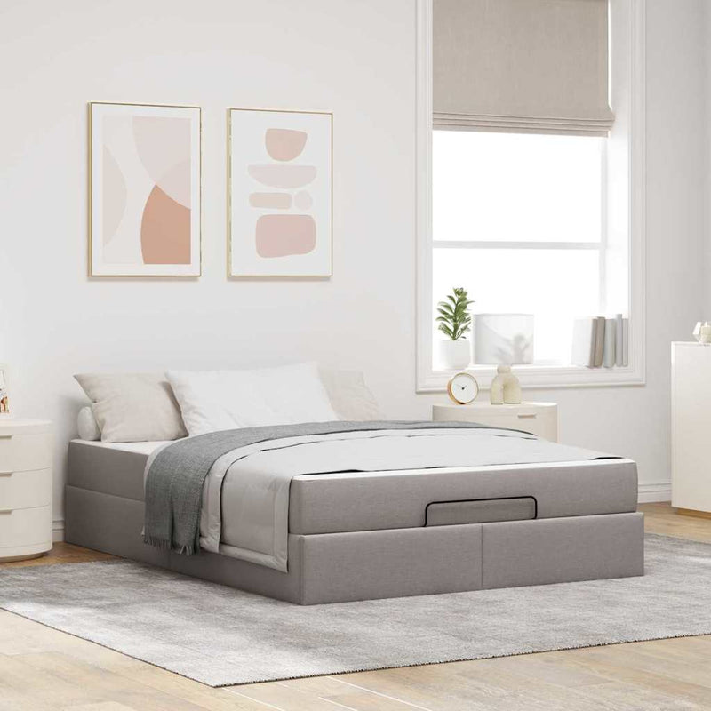 vidaXL Ágykeret tárolóval Tópszínű 160 x 200 cm szövet