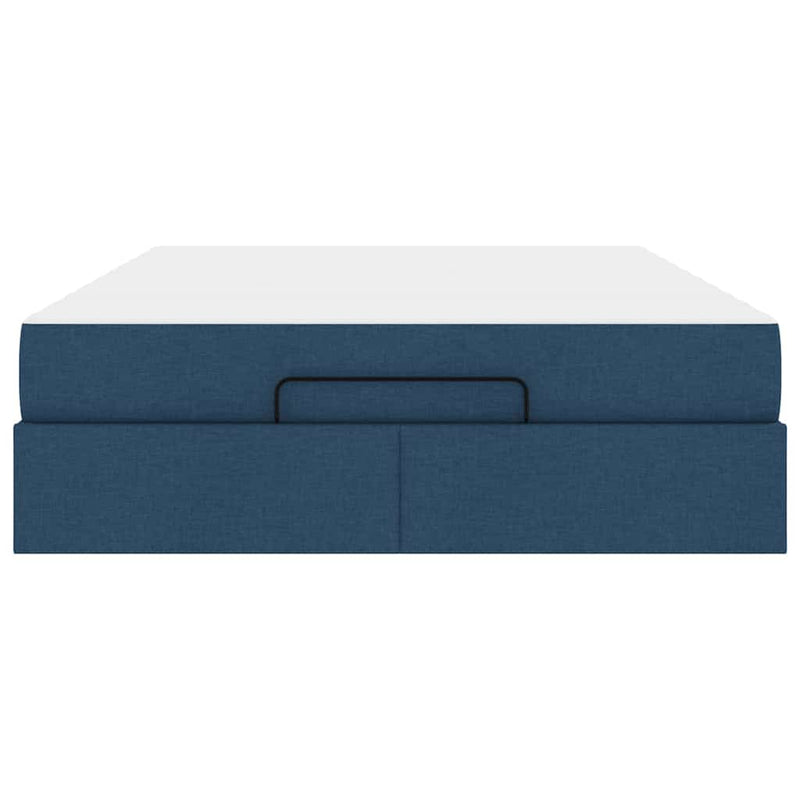 vidaXL Ágykeret tárolóval Kék 160 x 200 cm szövet
