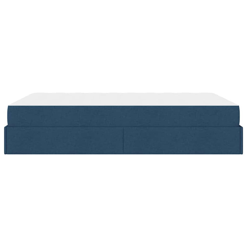 vidaXL Ágykeret tárolóval Kék 160 x 200 cm szövet