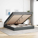 vidaXL Ágykeret tárolóval Sötétszürke 180 x 200 cm szövet