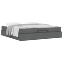 vidaXL Ágykeret tárolóval Sötétszürke 180 x 200 cm szövet