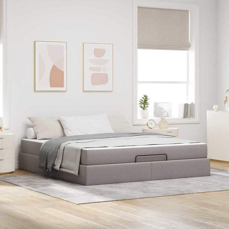 vidaXL Ágykeret tárolóval Tópszínű 180 x 200 cm szövet