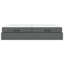 vidaXL Ágykeret tárolóval Sötétszürke 200 x 200 cm szövet