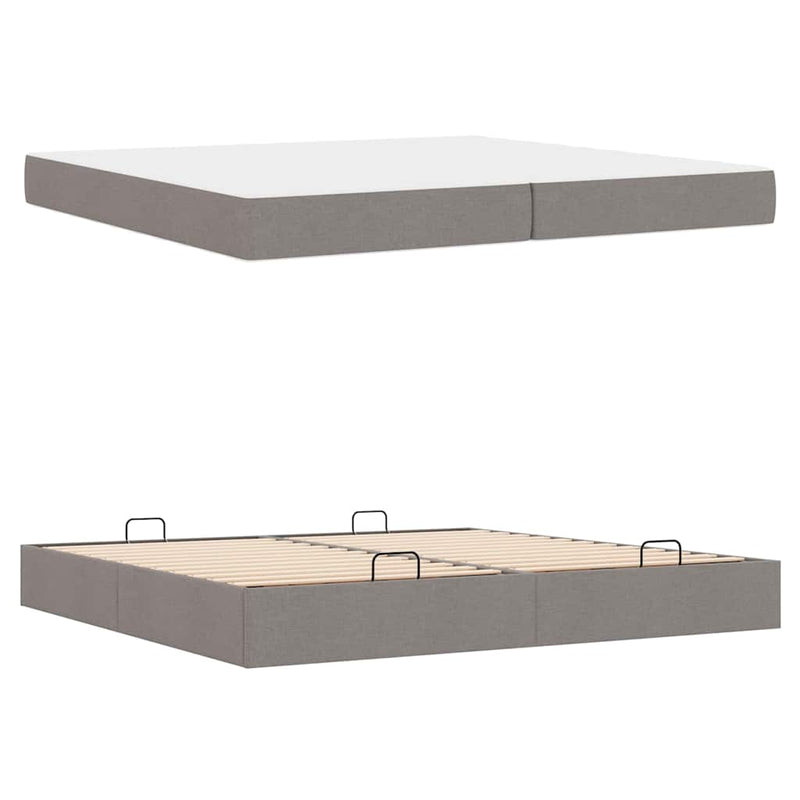 vidaXL Ágykeret tárolóval Tópszínű 200 x 200 cm szövet