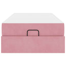 vidaXL Ágykeret matracmal tárolóval Rózsaszín 90 x 200 cm Bársony