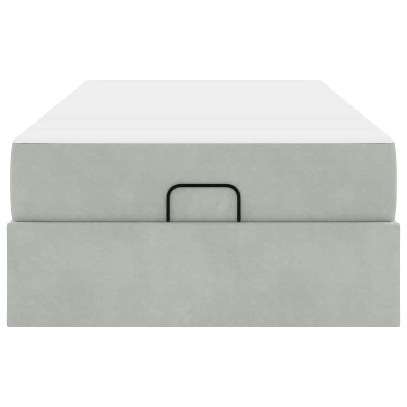 vidaXL Ágykeret matracmal tárolóval Világosszürke 100 x 200 cm Bársony