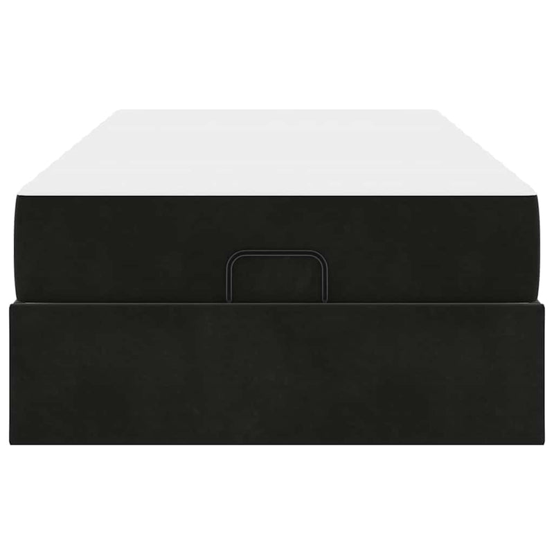 vidaXL Ágykeret matracmal tárolóval Fekete 100 x 200 cm Bársony