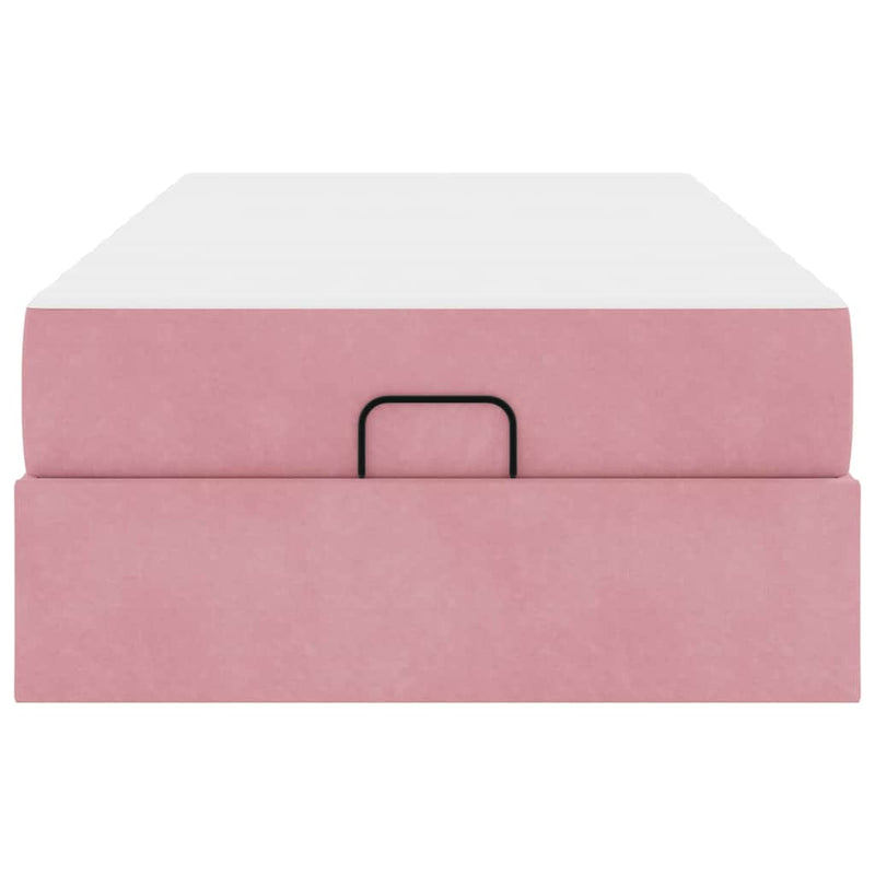 vidaXL Ágykeret matracmal tárolóval Rózsaszín 100 x 200 cm Bársony