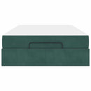 vidaXL Ágykeret matracmal tárolóval Sötétzöld 120 x 190 cm Bársony