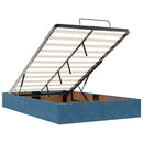 vidaXL Ágykeret matracmal tárolóval Kék 120 x 190 cm Bársony