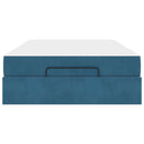 vidaXL Ágykeret matracmal tárolóval Kék 120 x 200 cm Bársony