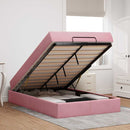 vidaXL Ágykeret matracmal tárolóval Rózsaszín 120 x 200 cm Bársony