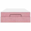 vidaXL Ágykeret matracmal tárolóval Rózsaszín 120 x 200 cm Bársony