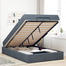 vidaXL Ágykeret matracmal tárolóval Sötétszürke 140 x 190 cm Bársony