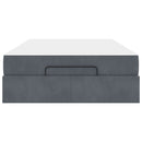 vidaXL Ágykeret matracmal tárolóval Sötétszürke 140 x 190 cm Bársony