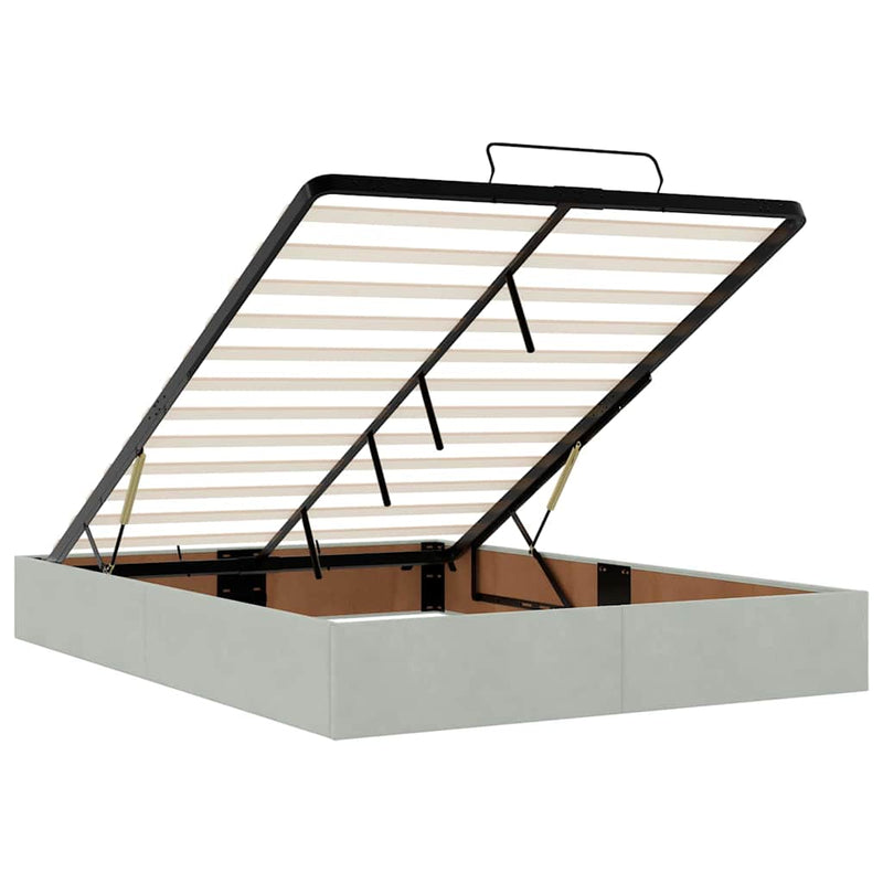 vidaXL Ágykeret Világosszürke 160 x 200 cm Bársony