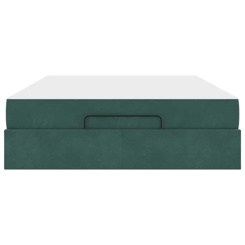 vidaXL Ágykeret Sötétzöld 160 x 200 cm Bársony