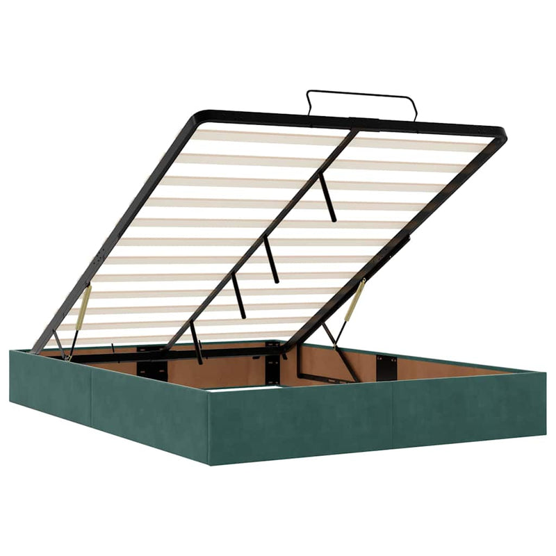 vidaXL Ágykeret Sötétzöld 160 x 200 cm Bársony